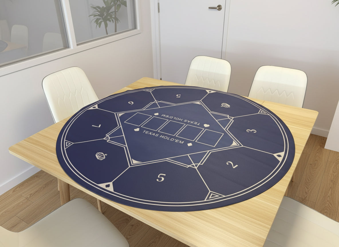 Poker Table Mat 8 Players Texas Hold'em Poker Mat 120cm Round Anti-Slip Rubber dealonline.co.nz
