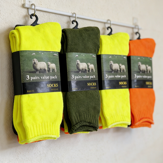 (12 Pairs) High Visible Safety Work Socks Cushioned Socks dealonline.co.nz
