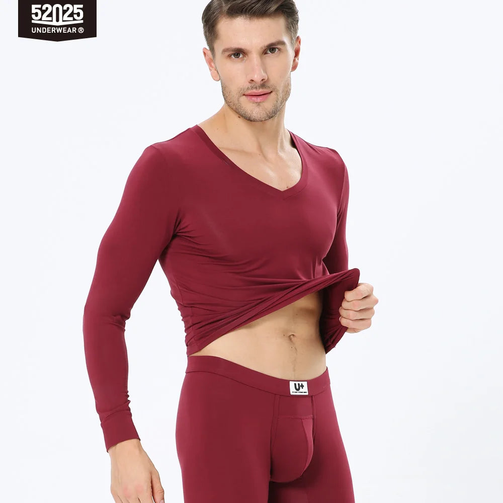 52025 SilkEase Men's Modal-Blend V-Neck Thermal Underwear