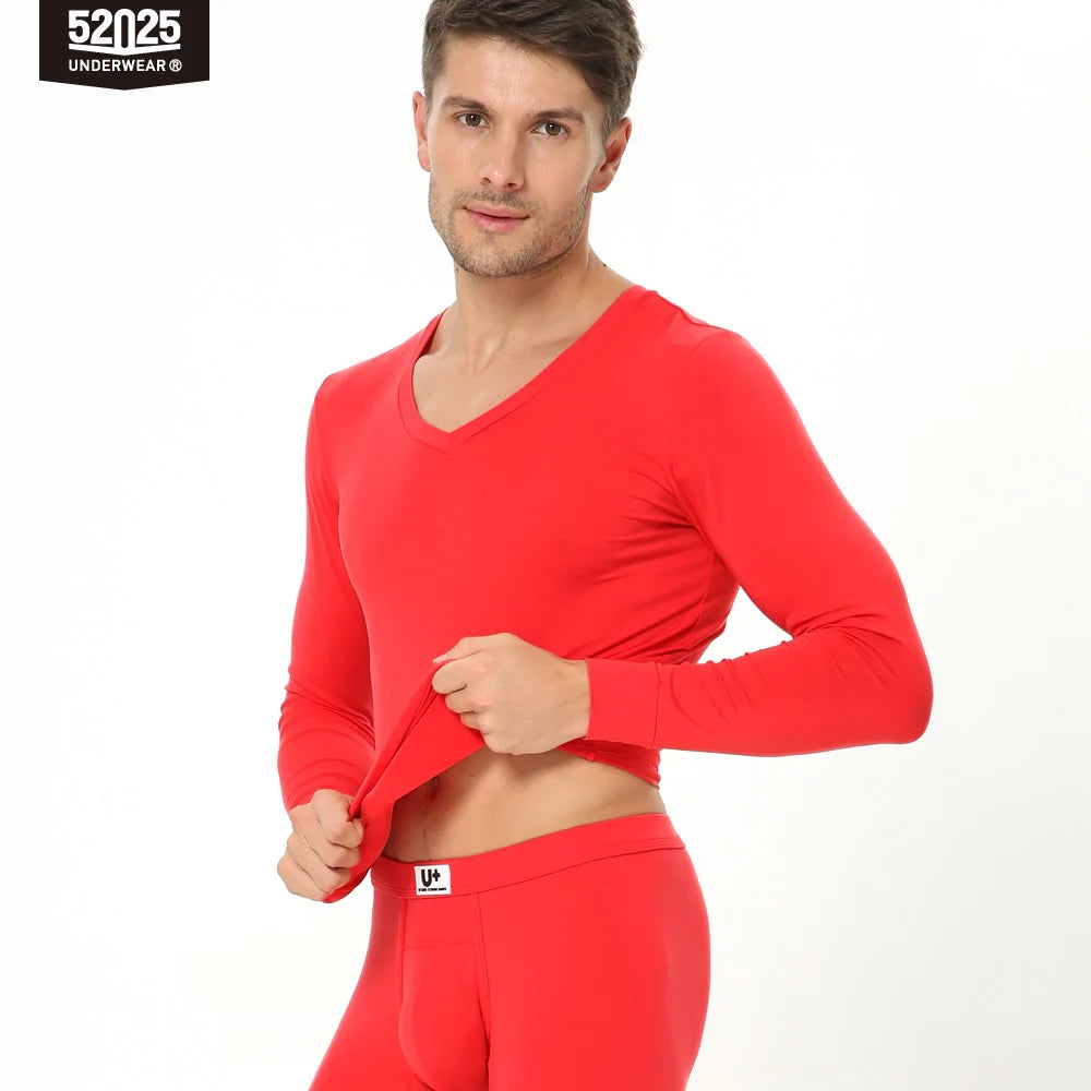 52025 SilkEase Men's Modal-Blend V-Neck Thermal Underwear