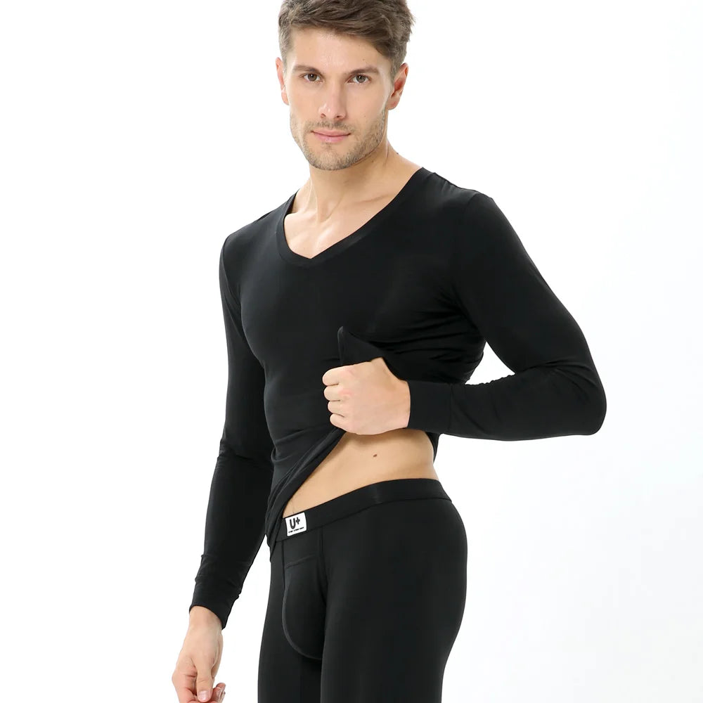 52025 SilkEase Men's Modal-Blend V-Neck Thermal Underwear