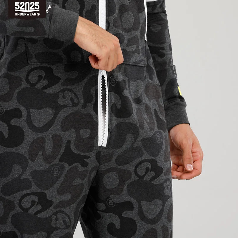 52025 Camo Hideaway Men's Cotton Hooded Lounge Onesie