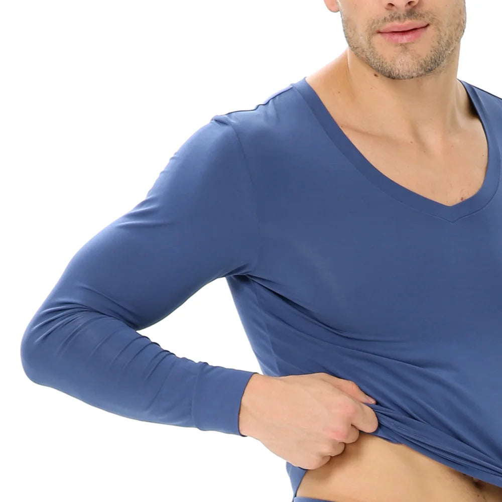 52025 SilkEase Men's Modal-Blend V-Neck Thermal Underwear