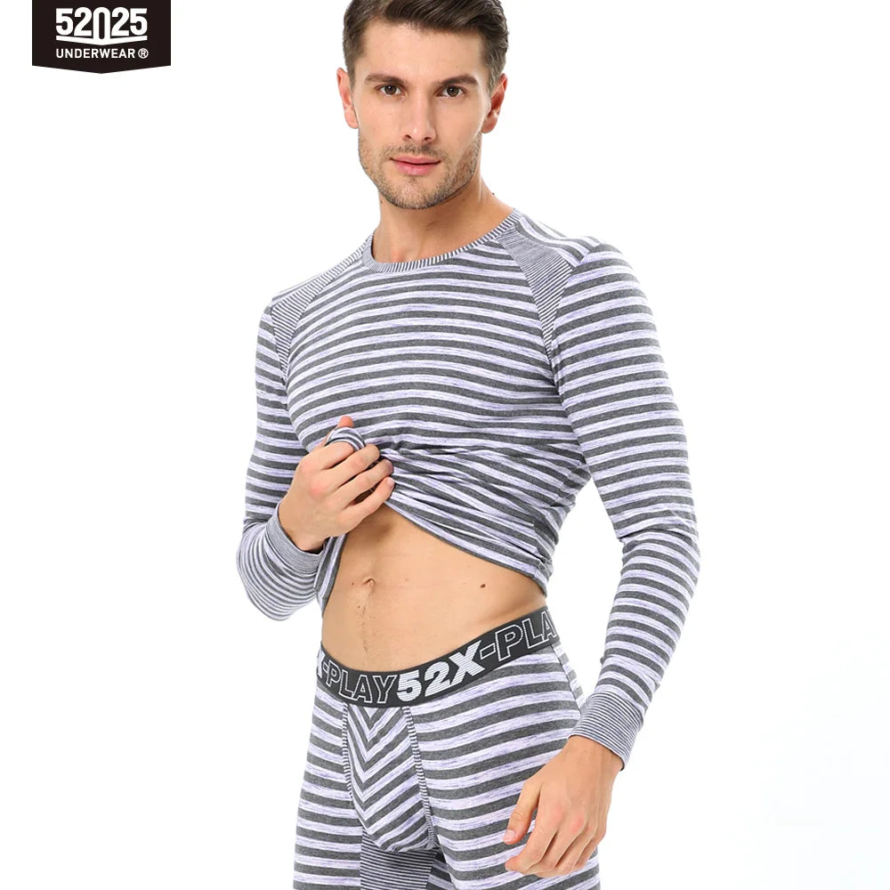 52025 StripeFlow Men's Viscose-Modal Thermal Underwear
