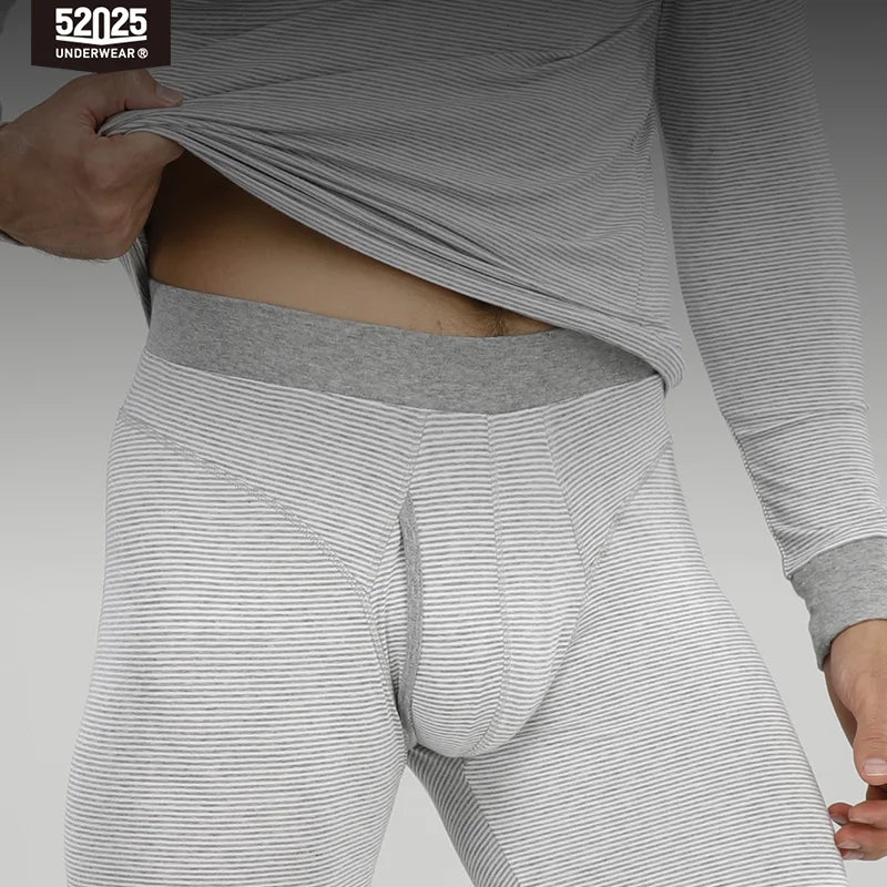 52025 StripeEase Men's Cotton-Modal Thermal Underwear