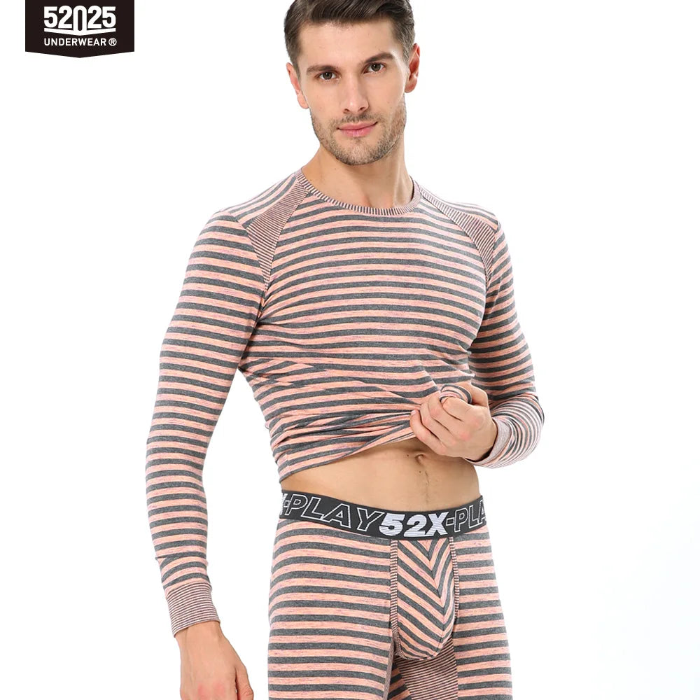 52025 StripeFlow Men's Viscose-Modal Thermal Underwear