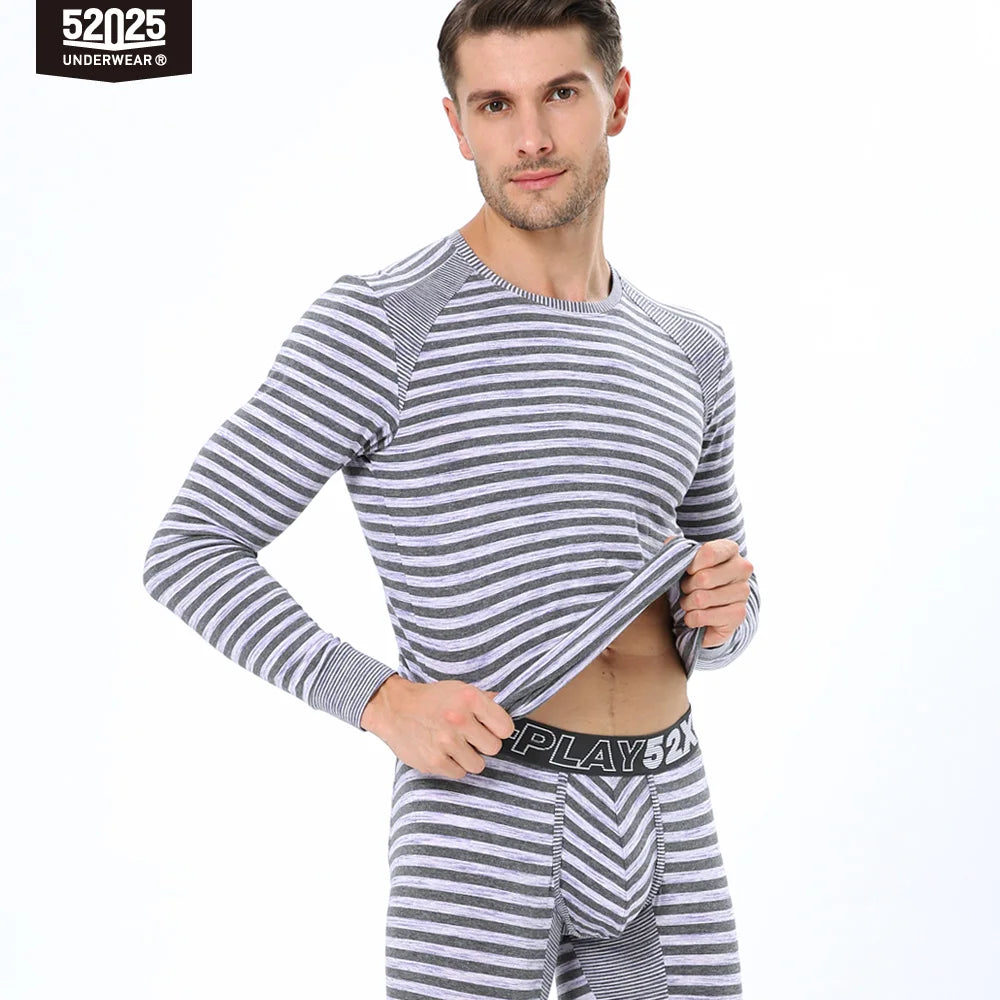 52025 StripeFlow Men's Viscose-Modal Thermal Underwear