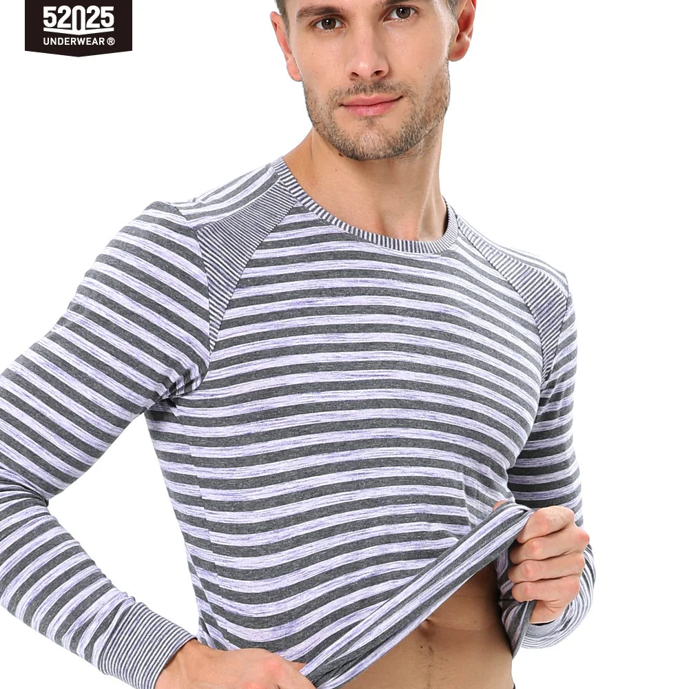 52025 StripeFlow Men's Viscose-Modal Thermal Underwear