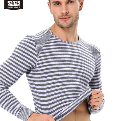 52025 StripeFlow Men's Viscose-Modal Thermal Underwear