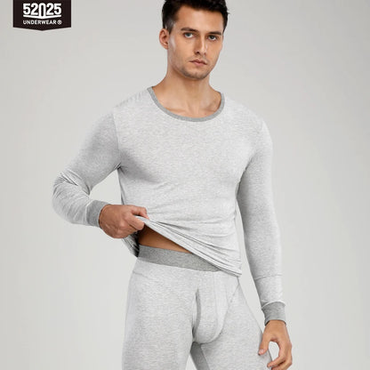 52025 StripeEase Men's Cotton-Modal Thermal Underwear