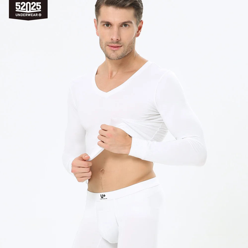 52025 SilkEase Men's Modal-Blend V-Neck Thermal Underwear