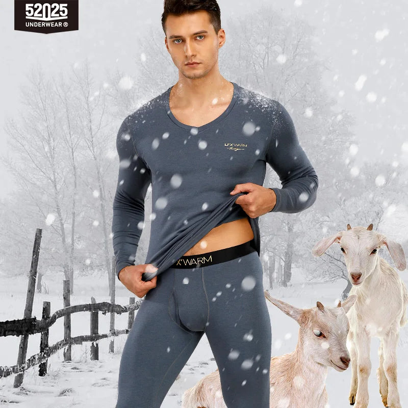 52025 LuxeWarm Men's Cashmere-Blend Thermal Underwear