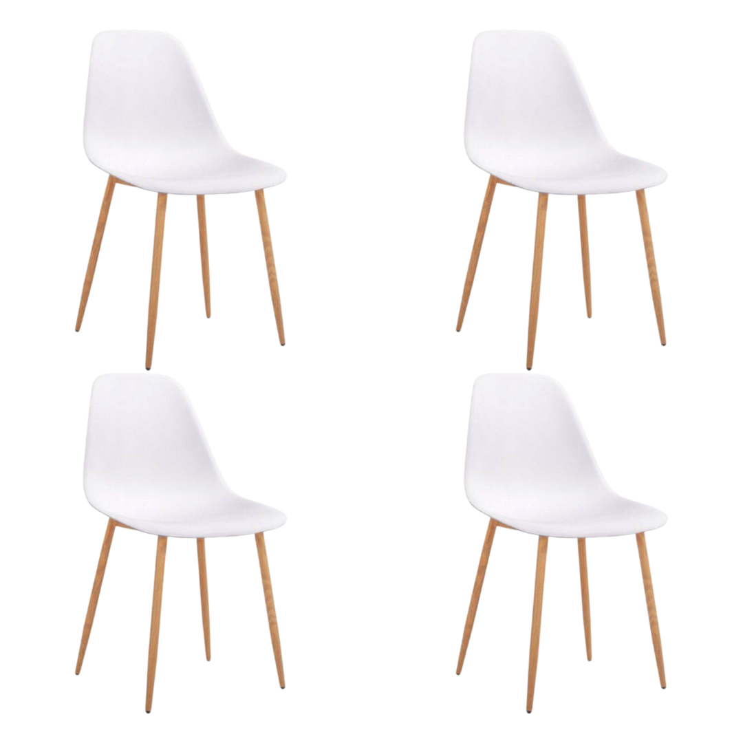 Alpine Dining Chair [White with Wooden Color Legs] Set of 4 sue-e furniture