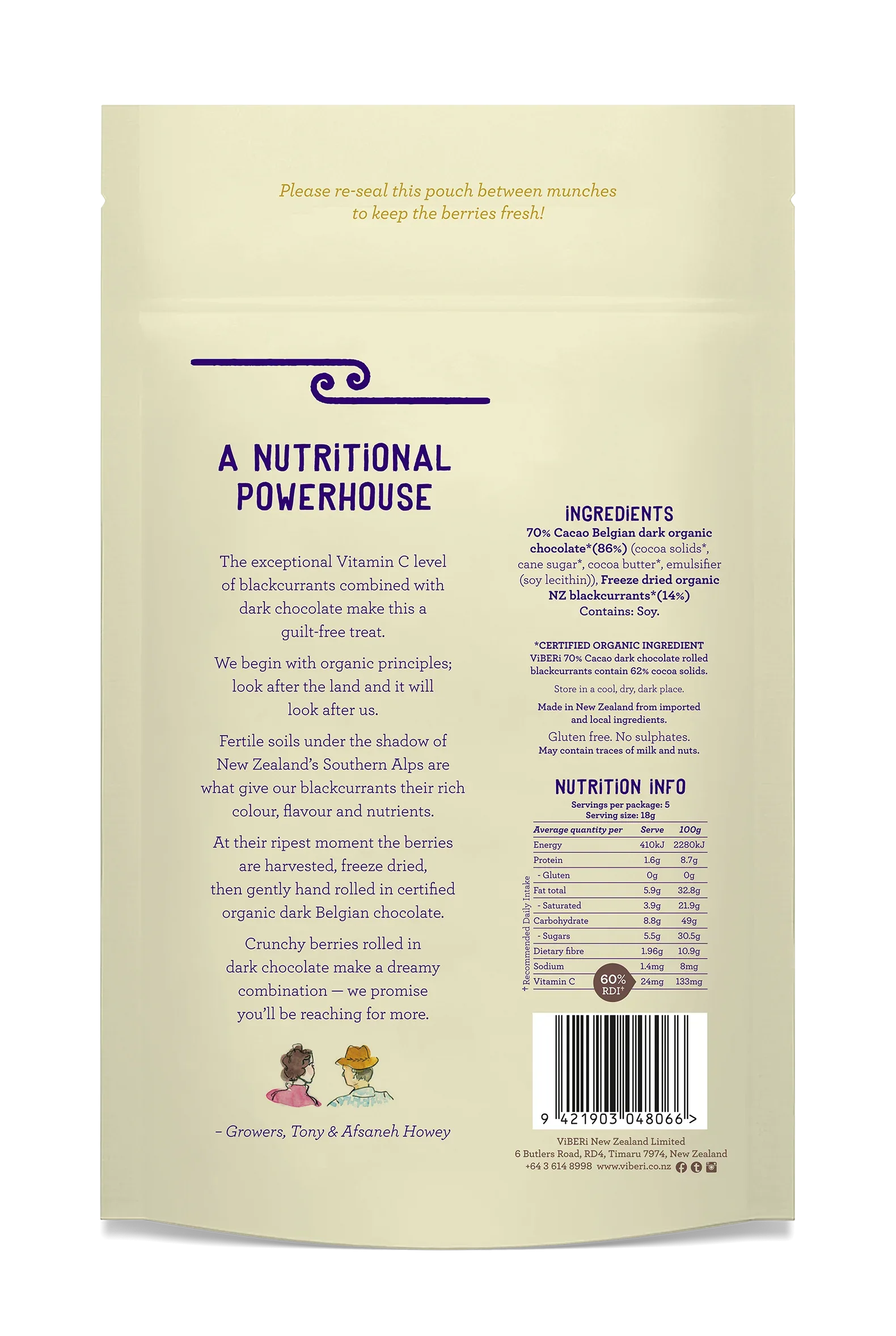 CACAO 70% Organic Dark Chocolate Rolled Blackcurrants 90gm