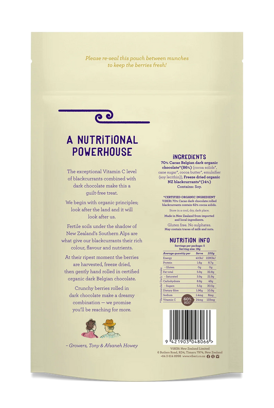 CACAO 70% Organic Dark Chocolate Rolled Blackcurrants 90gm