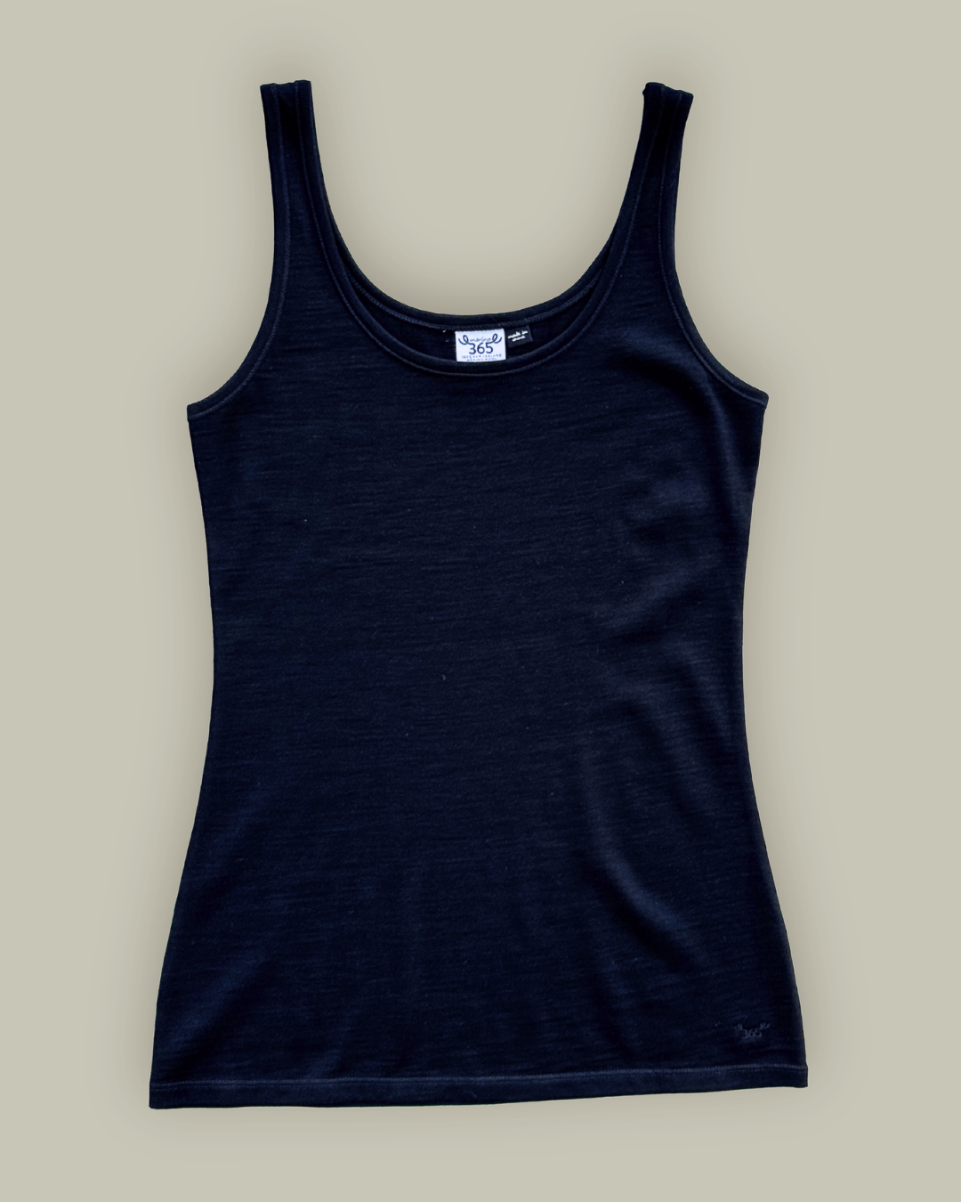 Women's Scoop Neck Tank Top - 100% Merino Wool, Black Merino 365 NZ