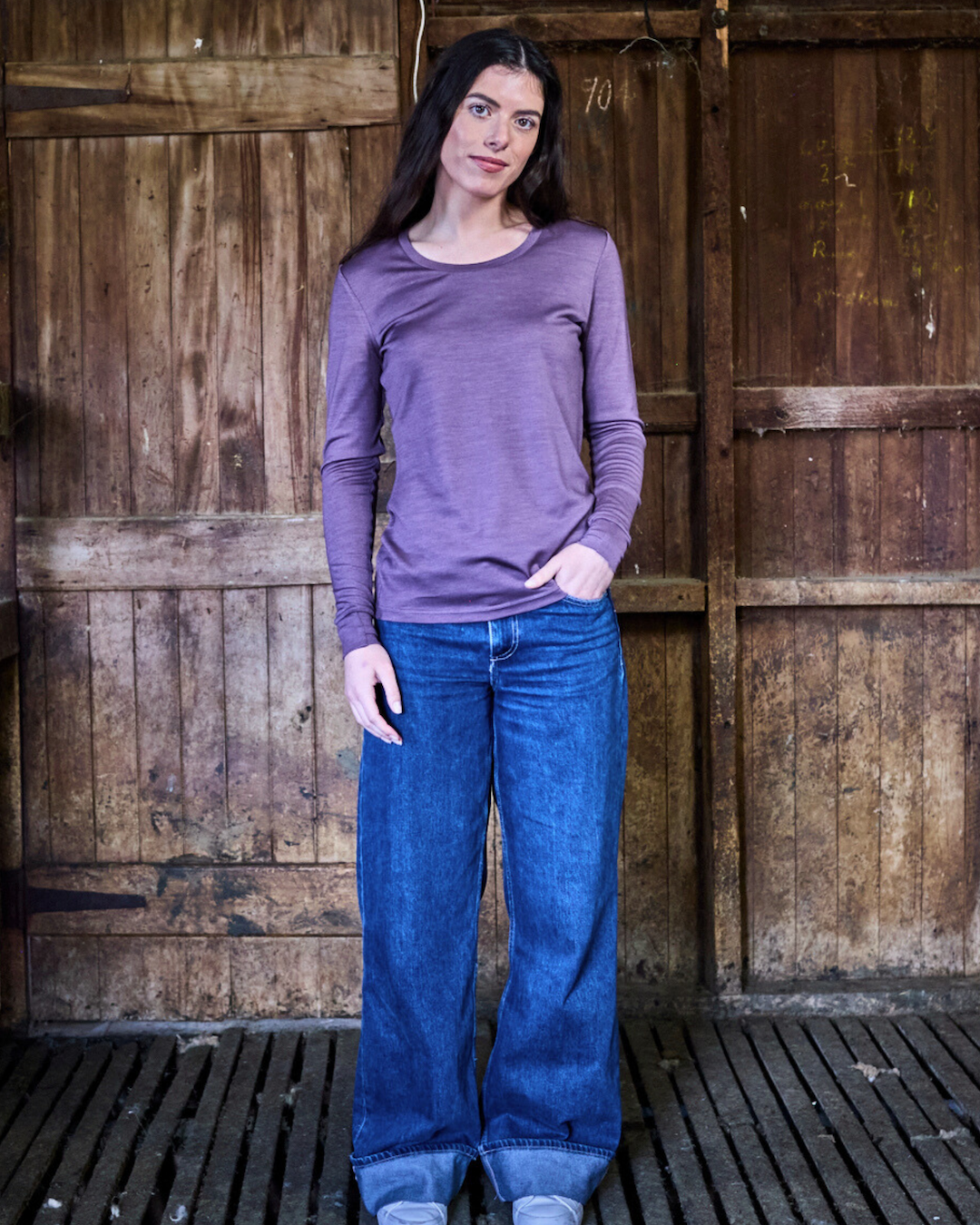 Women's Standard Long Sleeve - 100% Merino Wool, Plum Merino 365 NZ