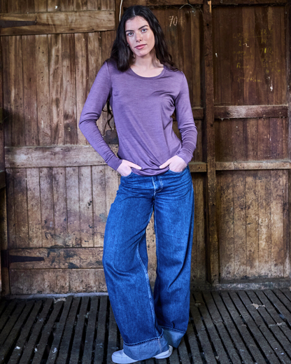Women's Standard Long Sleeve - 100% Merino Wool, Plum Merino 365 NZ