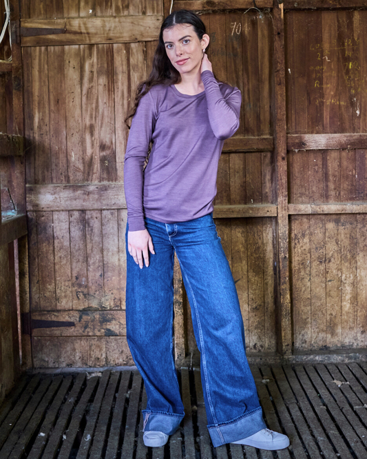 Women's Standard Long Sleeve - 100% Merino Wool, Plum Merino 365 NZ