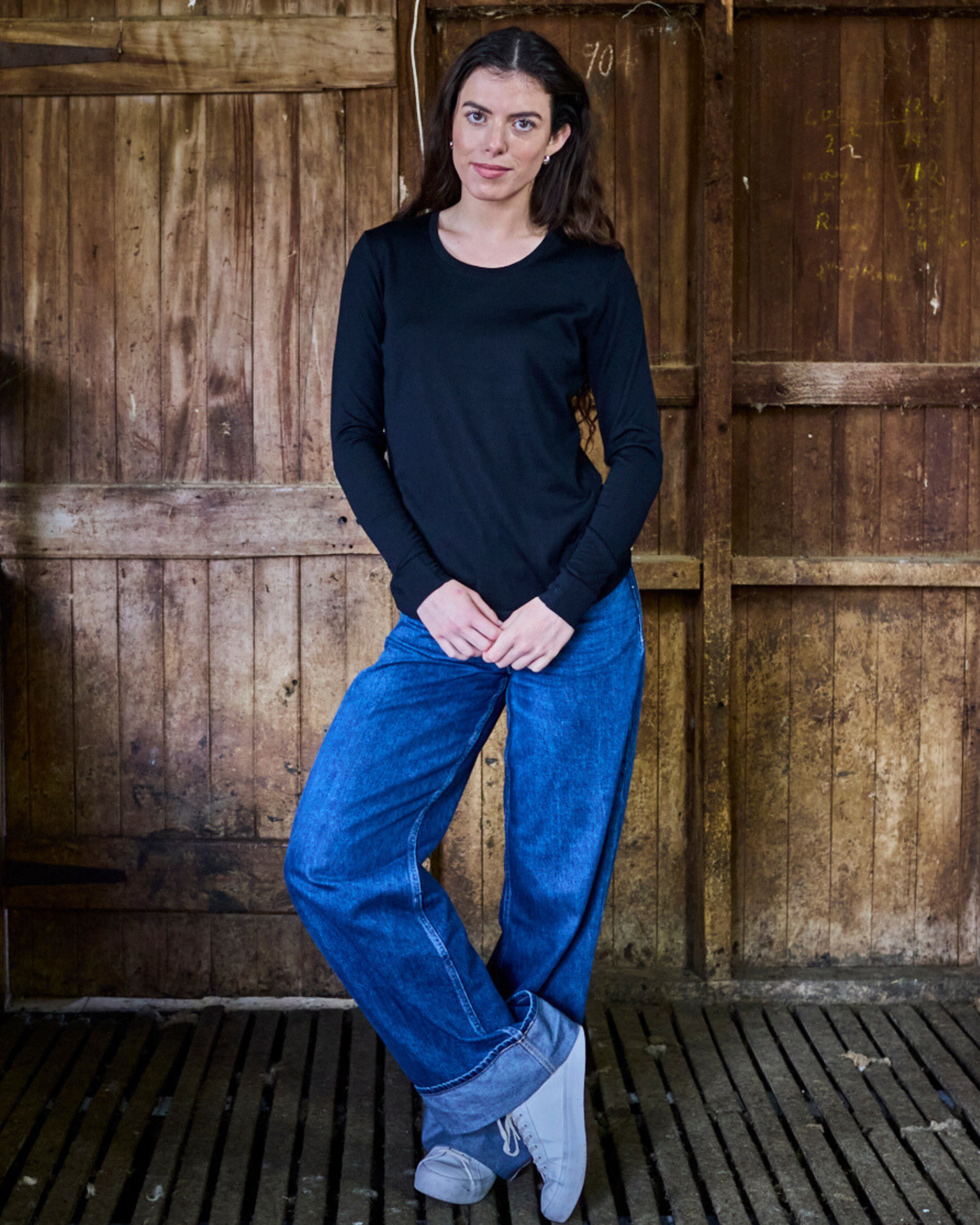 Women's Standard Long Sleeve - 100% Merino Wool, Black Merino 365 NZ