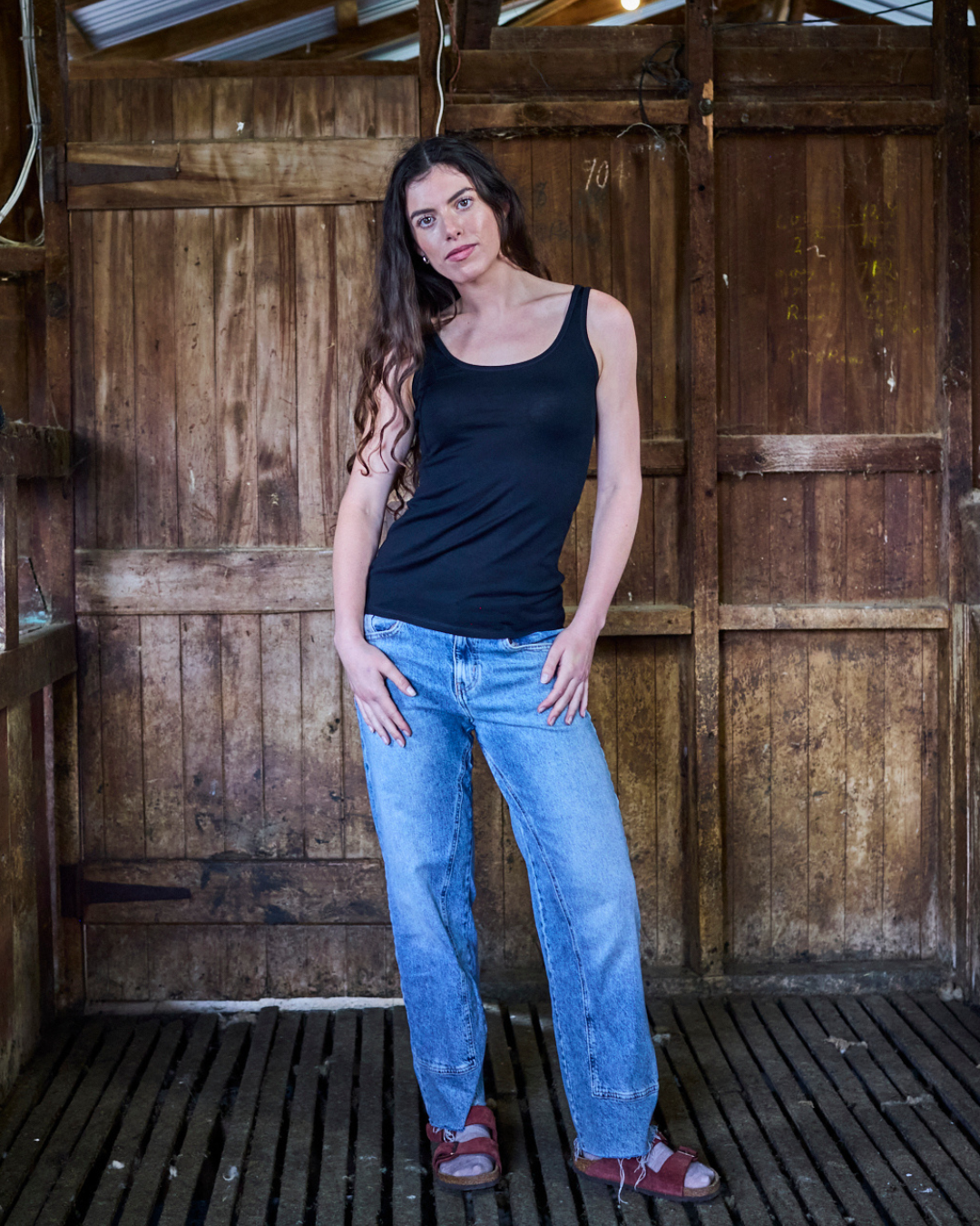 Women's Scoop Neck Tank Top - 100% Merino Wool, Black Merino 365 NZ