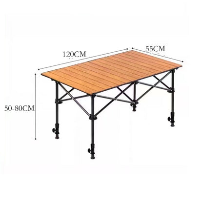 120cm Length Foldable Camping Table – Portable Outdoor Table with Adjustable Height ECOTREK
