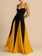 A halter dress with a large skirt hem