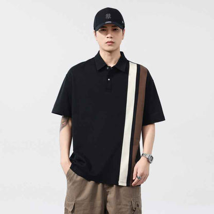 Black and white checkered men's Polo shirt