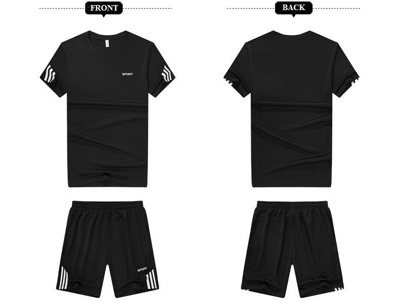 NZ-3XL-Mens 2 Piece Outfit Sport Set Short Sleeve Summer Leisure Short Thin Sets dealonline.co.nz