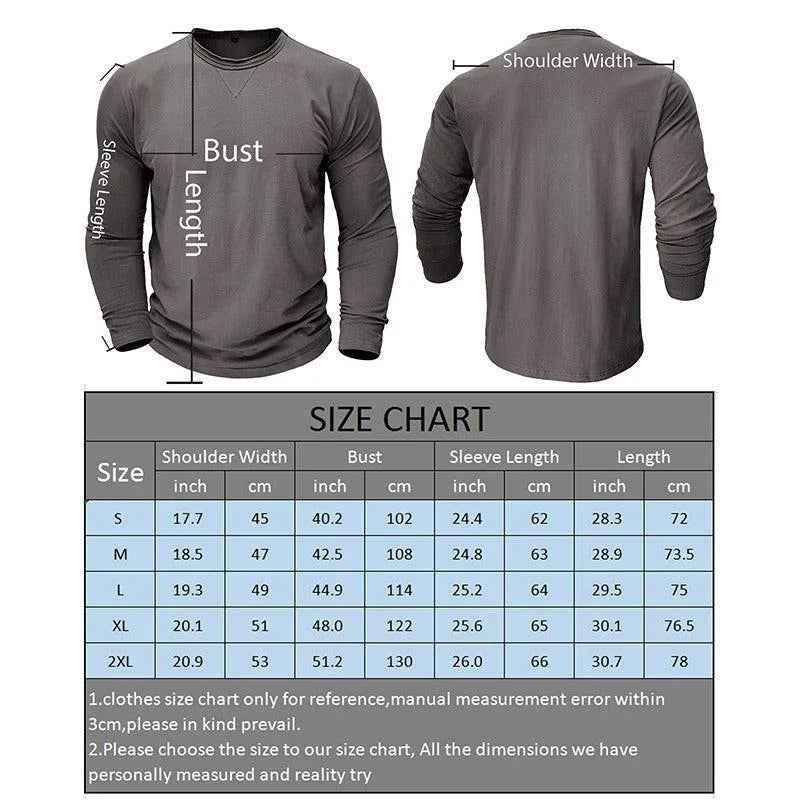 Men's Long Sleeve Cotton T-Shirt - Soft Combed Crew Neck | Casual Everyday Wear