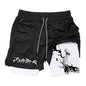 Anime Print Double Layer Casual Shorts
