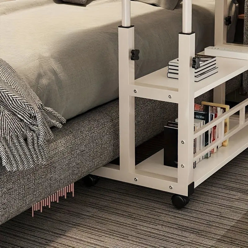 Adjustable Folding Desk with Storage Shelf & Wheels Habicare