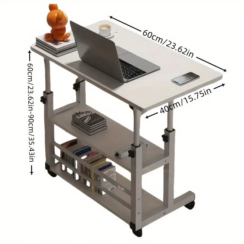 Adjustable Folding Desk with Storage Shelf & Wheels Habicare