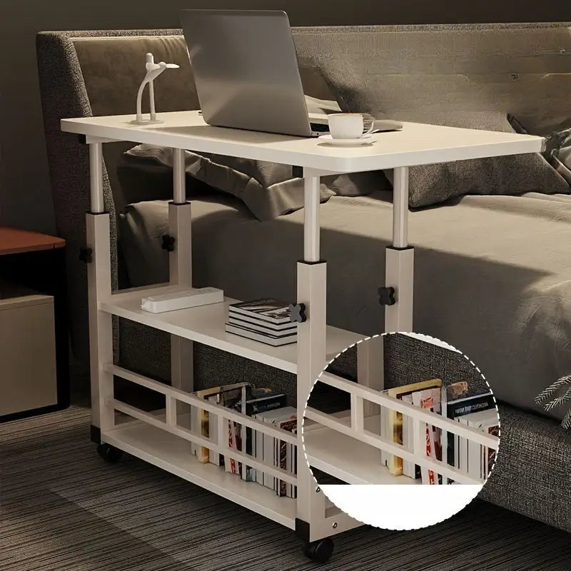 Adjustable Folding Desk with Storage Shelf & Wheels Habicare