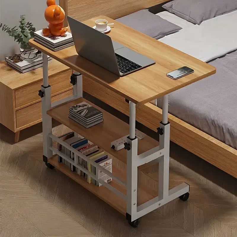 Adjustable Folding Desk with Storage Shelf & Wheels Habicare