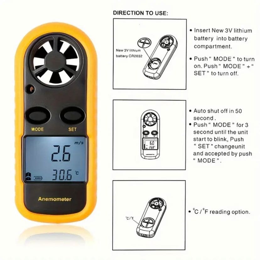 Anemometer - Wind Speed & Air Temperature Meter - ShopHub