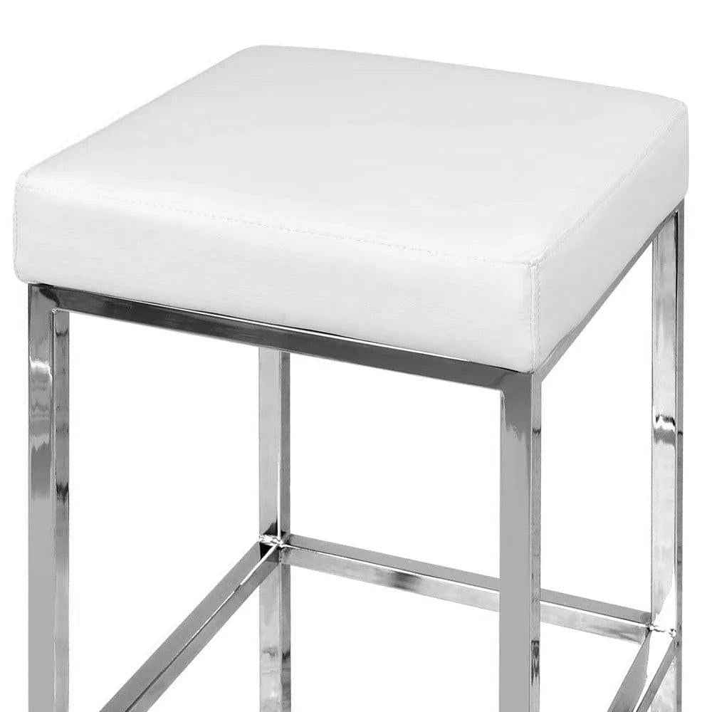 Artiss 2x Bar Stools Leather Padded Metal White