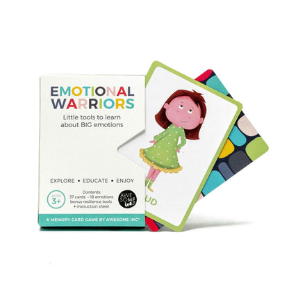 Emotional Warriors card set for kids age 3+ by Awesome Inc NZ, featuring colorful cards for fun and educational emotional learning.