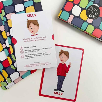 Emotional Warriors card game set for kids aged 3+ by Awesome Inc NZ, featuring colorful educational cards for emotional learning.