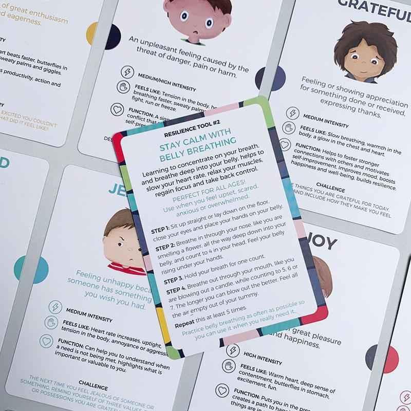 Emotional Warriors card set for kids age 3+ by Awesome Inc NZ, featuring colorful cards for fun and educational emotional learning.