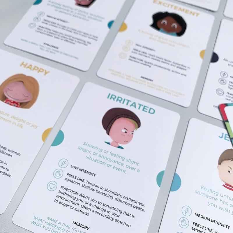 Emotional Warriors card set for kids age 3+ by Awesome Inc NZ, featuring colorful cards for fun and educational emotional learning.