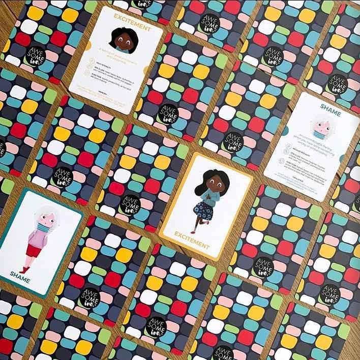 Colorful Emotional Warriors card set for kids age 3+ by Awesome Inc NZ, featuring fun and educational cards for emotional learning.