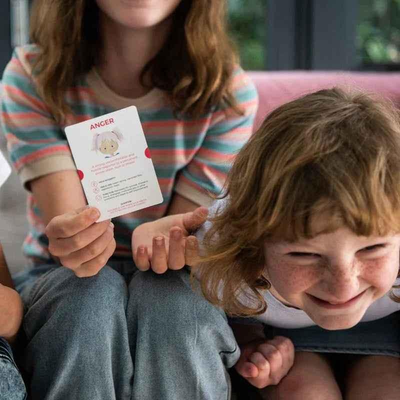 Emotional Warriors card game for kids by Awesome Inc NZ, featuring colorful cards to teach emotional intelligence and fun learning.