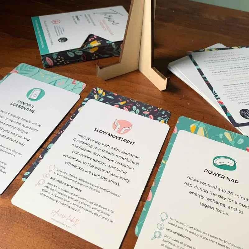 Thrive Daily Wellness Card Deck for Kids by Awesome Inc NZ, featuring colorful cards with positive messages and wellness activities.