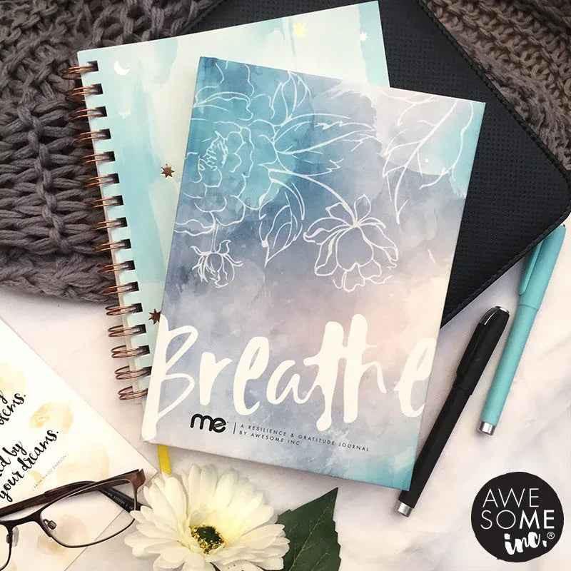 Resilient Gratitude Journal by Awesome Inc NZ featuring a cover with positive reflection prompts for gratitude and mindfulness.