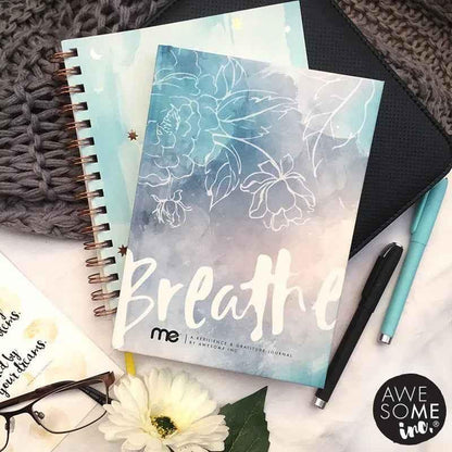 Resilient Gratitude Journal by Awesome Inc NZ featuring a cover with positive reflection prompts for gratitude and mindfulness.
