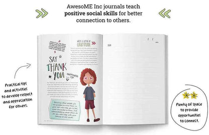 Resilient ME Gratitude Journal for Kids by Awesome Inc NZ, age 5-12, featuring colorful cover and space for gratitude entries.
