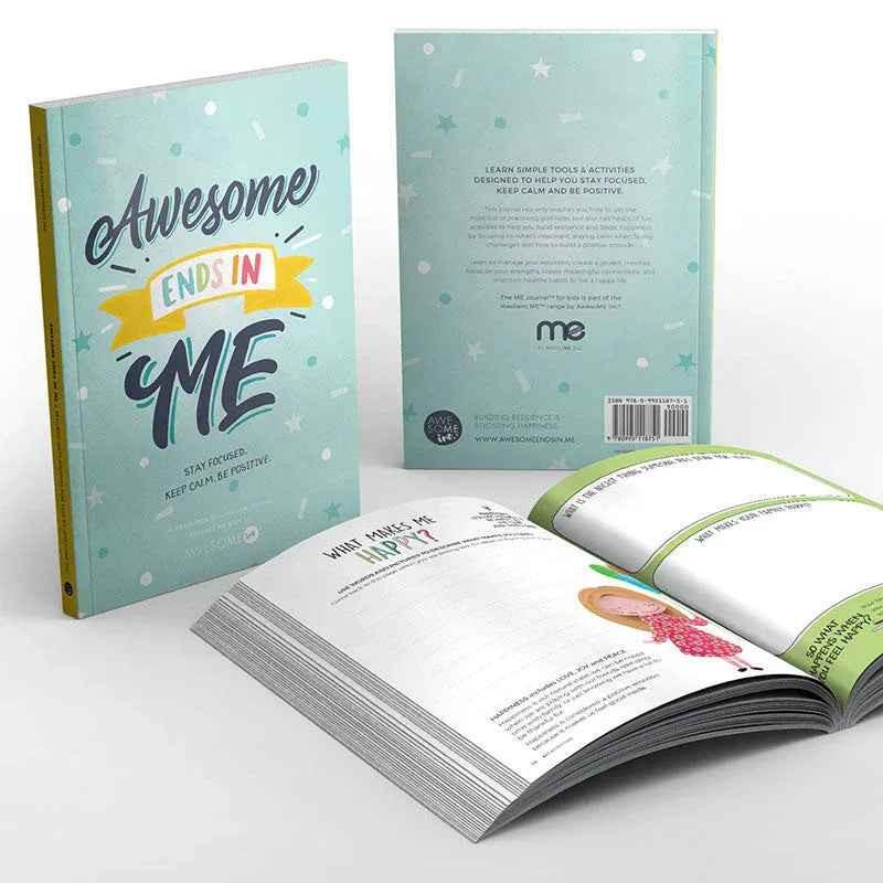 Resilient ME Gratitude Journal for Kids by Awesome Inc NZ, age 5-12, featuring colorful cover and space for daily gratitude entries.