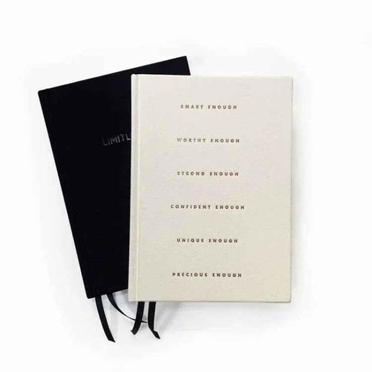 Natural linen gratitude journal for teenagers, "I Am... Mindset Journal for Teenagers" by Awesome Inc NZ, featuring positive affirmations.