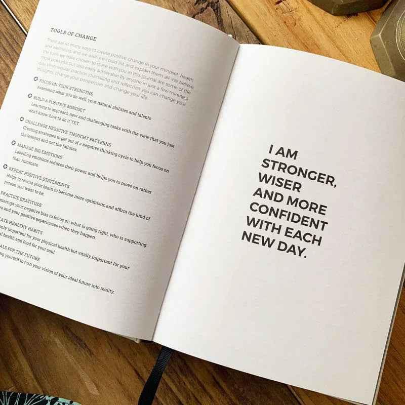 Natural linen I Am... Mindset Journal for Teenagers by Awesome Inc NZ, featuring gratitude prompts and positive affirmations.